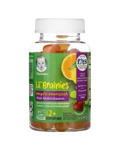 Gerber, Lil Brainies, Omega Tri-Blend & DHA, Kids Multivitamin, Ages 2+, 60 Gummies